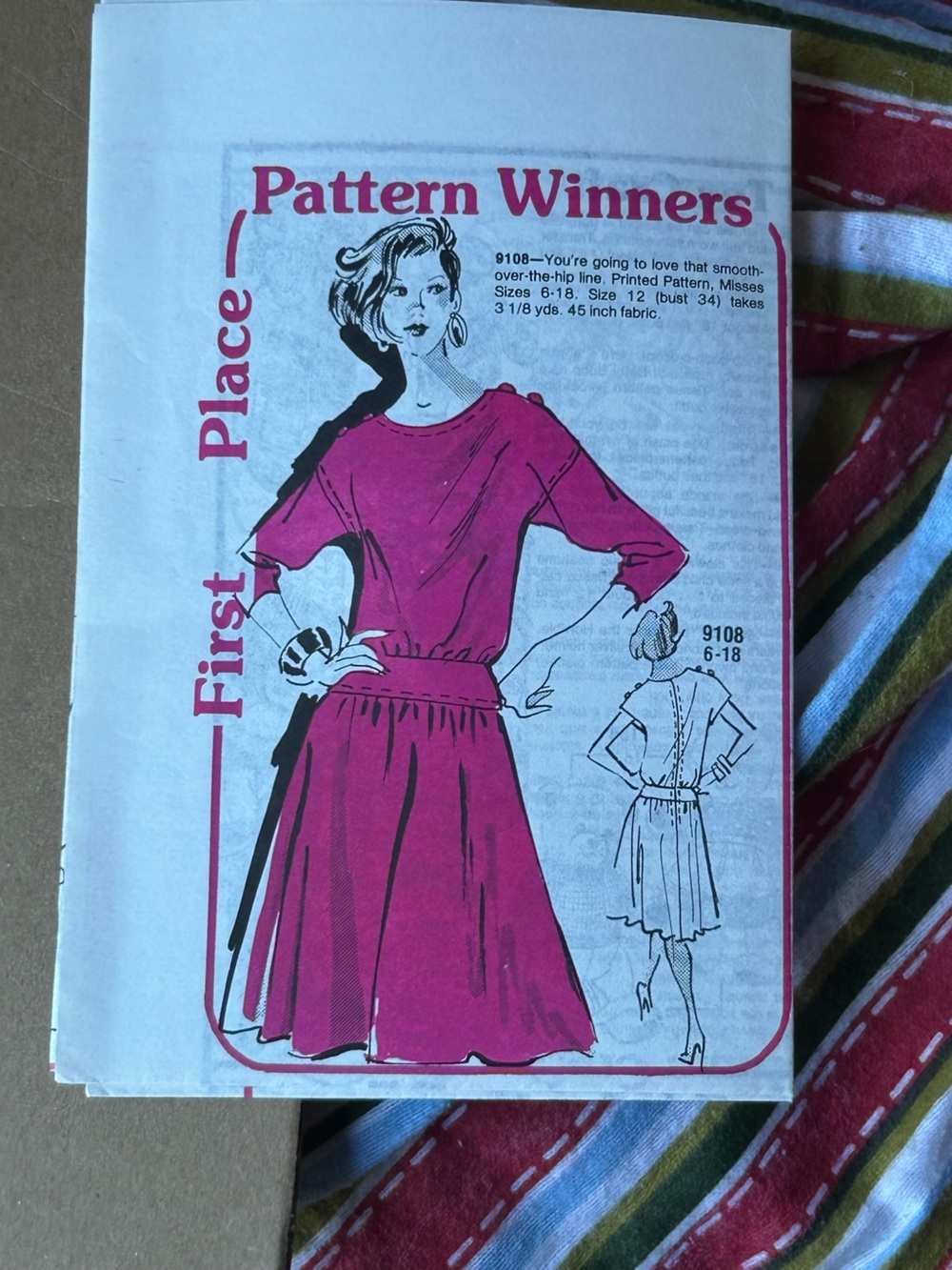 vintage Pattern Winners mail-order sewing pattern, number 9108, misses' dress